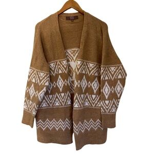 Berkley Jensen Aztec print southwestern open front cardigan women’s L